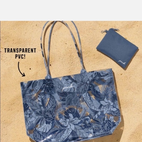 New Pink Victoria’s Secret Large PVC Tote with Interior Pouch - Picture 2 of 6